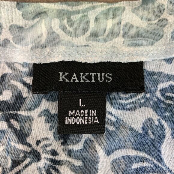 Kaktus Women's Top Size Large Studded Blue 3/4 Sleeve Shirt V-Neck Lightweight - Picture 7 of 8